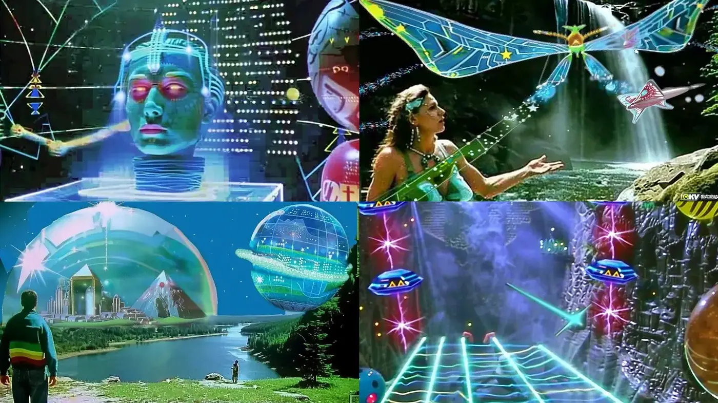 Futuristic Visuals Melding Nature and Technology with Retro Aesthetics - Midjourney sref style
