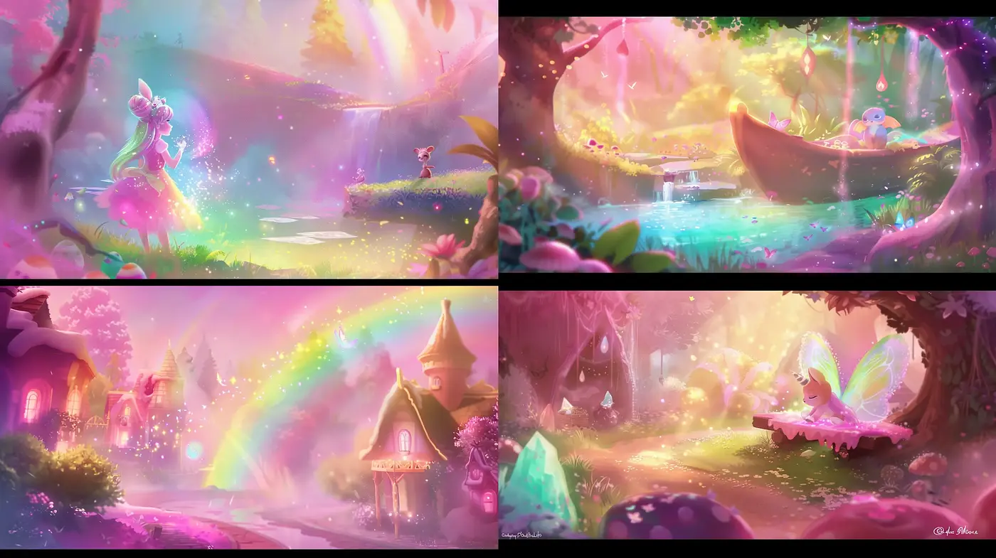 Enchanted Forest Dreamscape with Vibrant Pastel Hues - Midjourney sref style