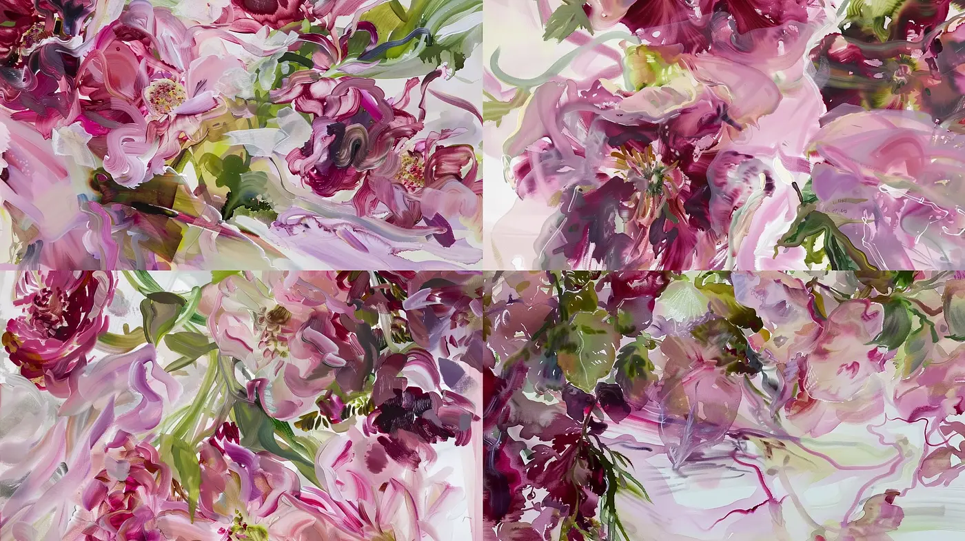 Ethereal Brushstrokes in Harmonious Pastel Gardens - Midjourney sref style