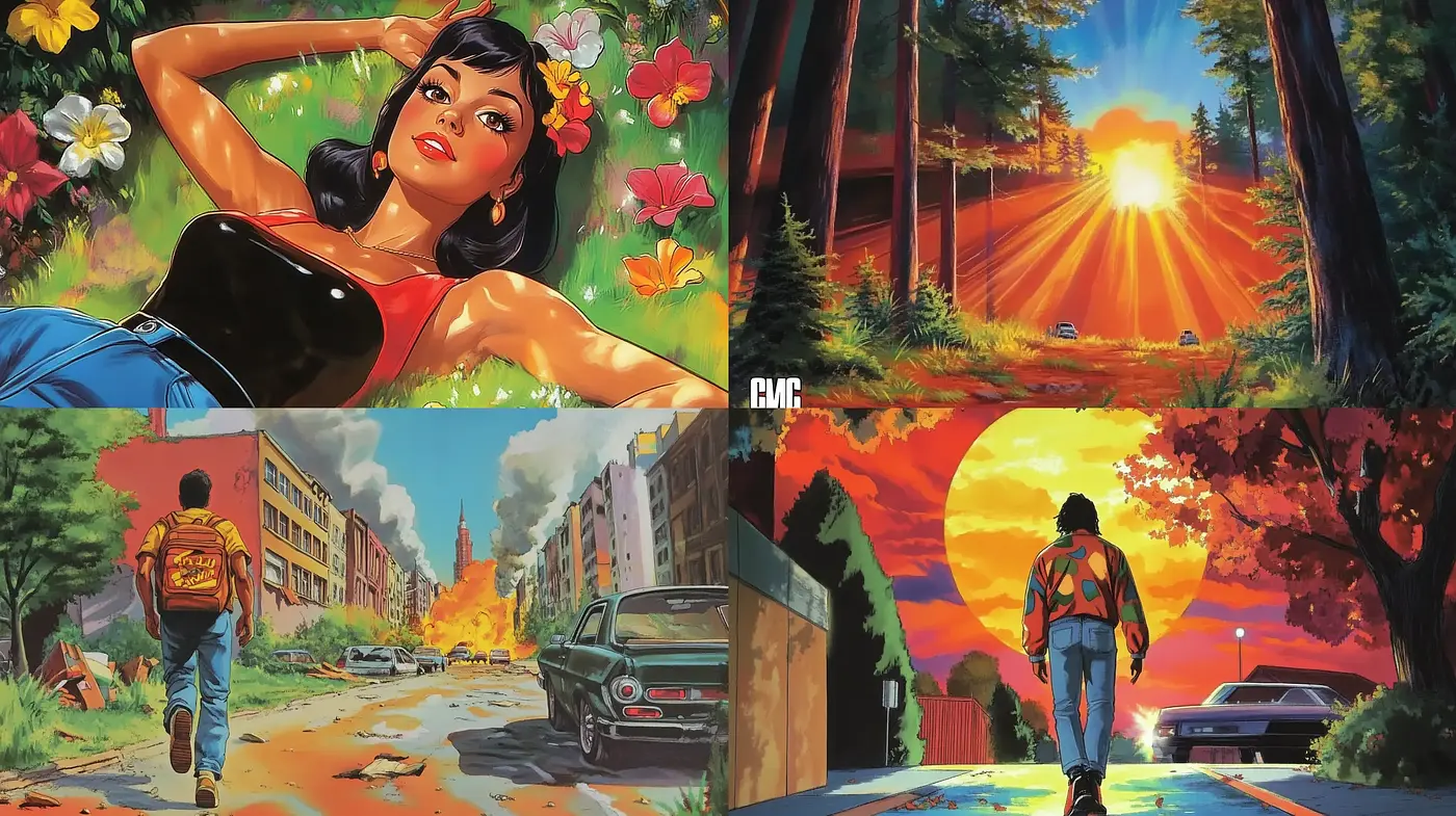 Luminous Nostalgia in Vivid Illustrations - Midjourney sref style