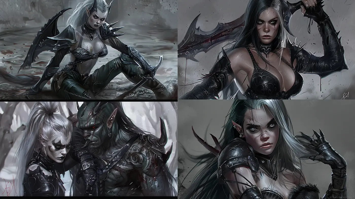 Gothic Fantasy Echoes in Monochrome Hues - Midjourney sref style