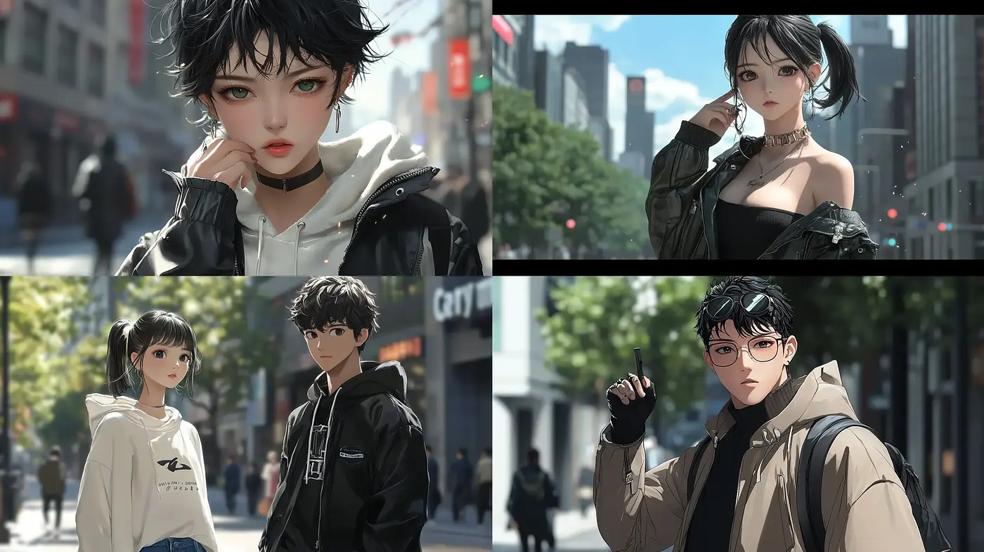 Urban Elegance with a Touch of Manga Realism - Midjourney sref style