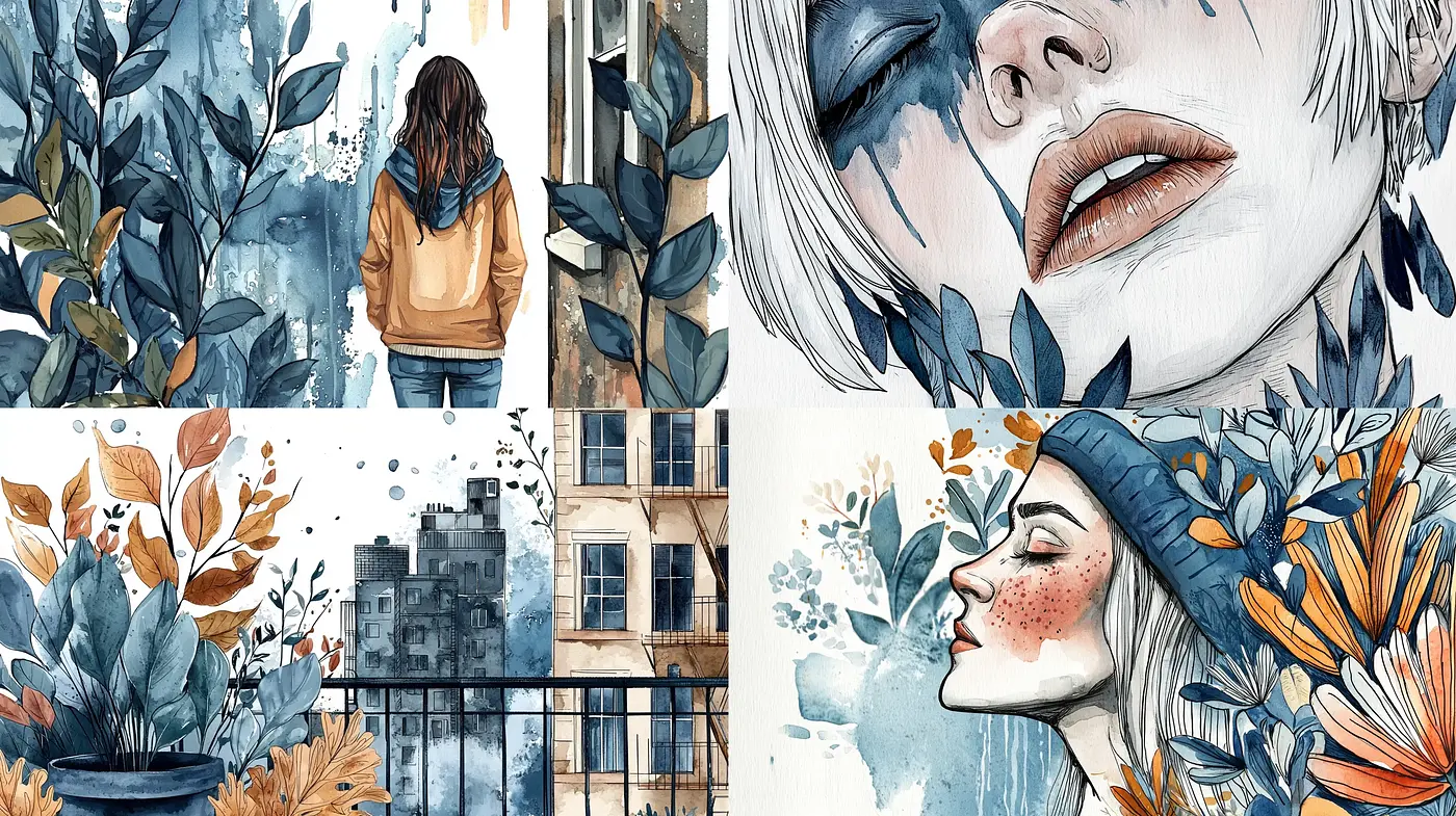 Whimsical Botanical Illustrations in Watercolor - Midjourney sref style