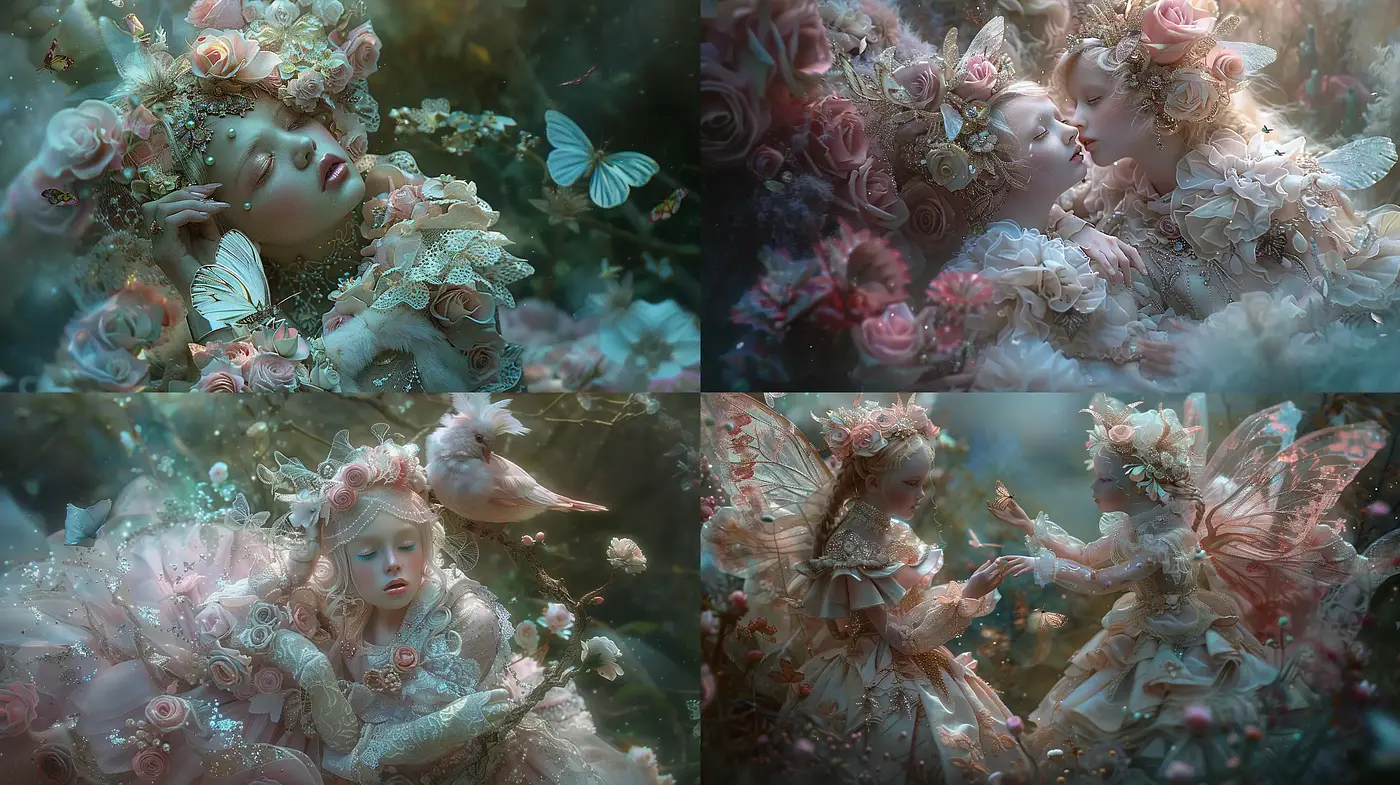 Enchanted Ethereal Dreamscapes with a Pastel Rococo Influence - Midjourney sref style