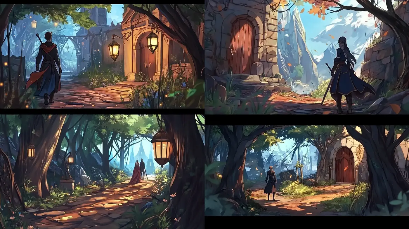Enchanted Storybook Sceneries in Hues of Twilight - Midjourney sref style