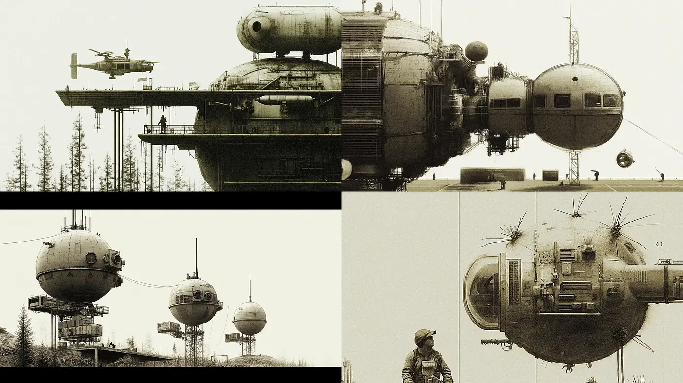 Retro-Futuristic Sepia-Toned Visions - Midjourney sref style