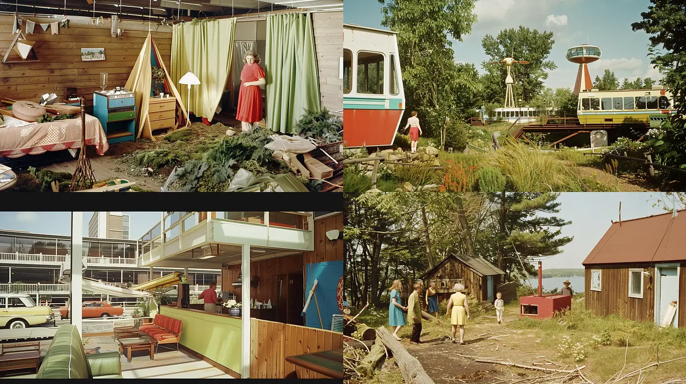Retrofuturistic Homage with a Subtle Wes Anderson Aesthetic - Midjourney sref style