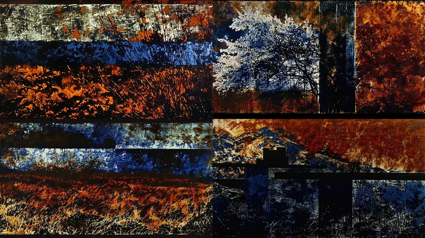 Exploration of Textured Landscapes with an Abstract Flair - Midjourney sref style
