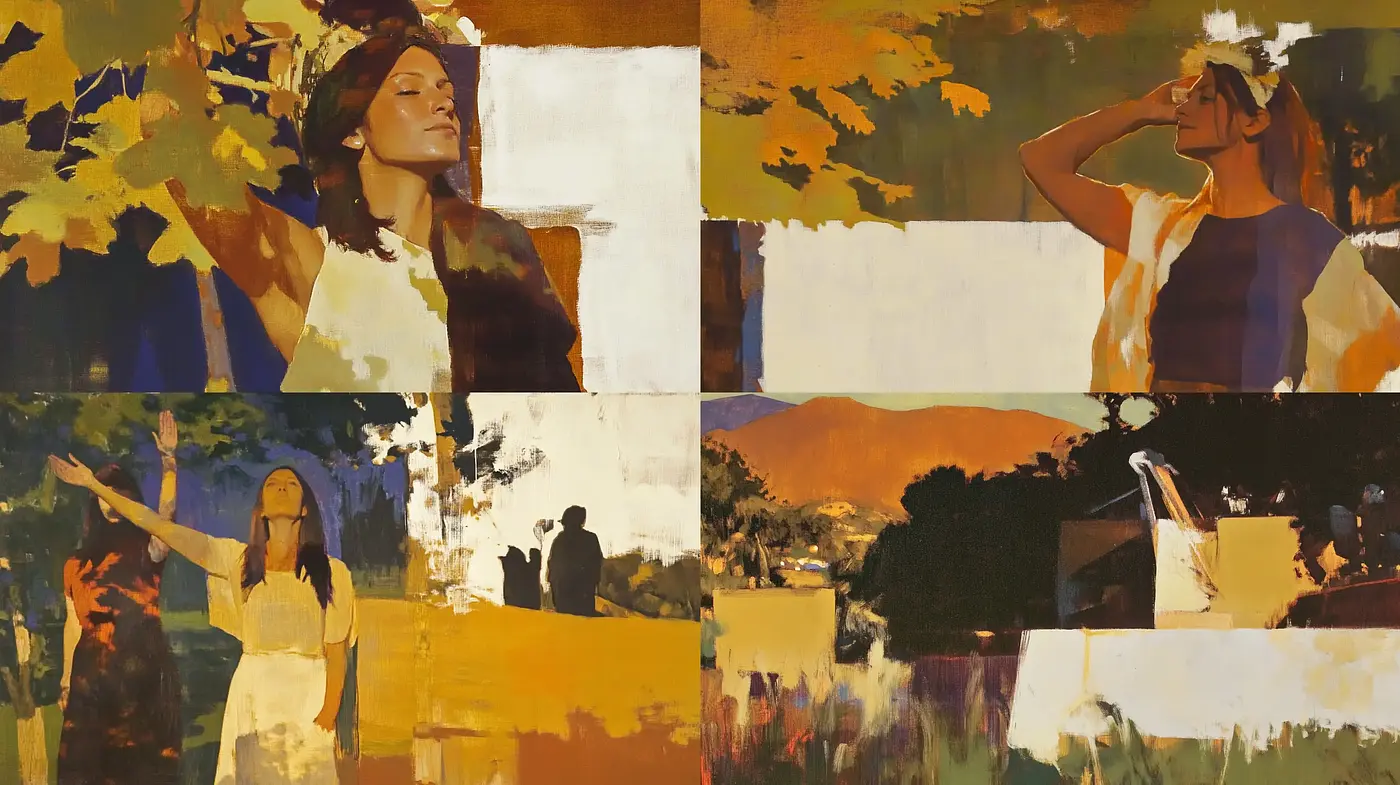 Warm Hues of Abstract Expressionism with a Luminous Twist - Midjourney sref style