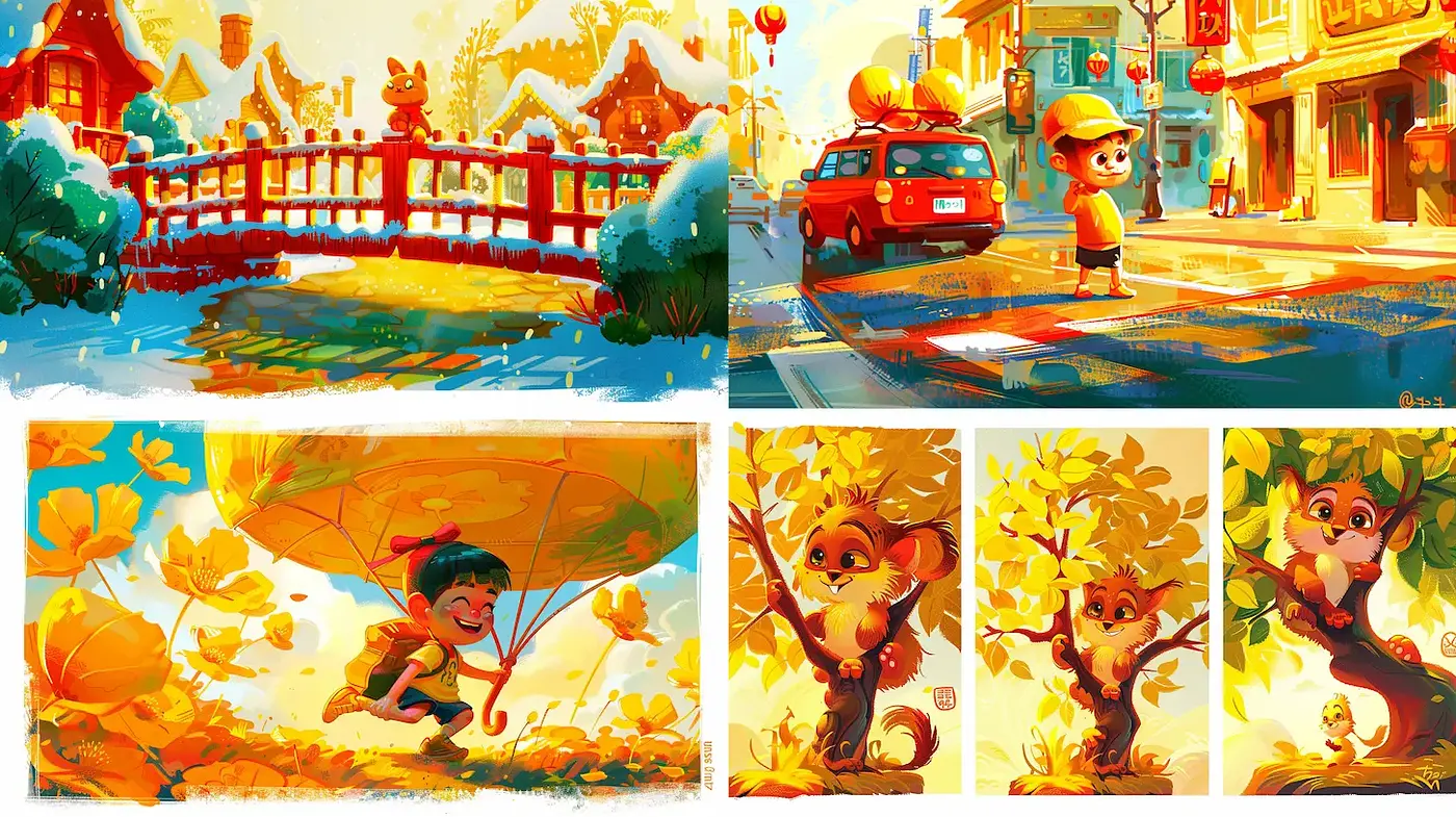 Joyful and Vibrant Playfulness in Animation Art - Midjourney sref style