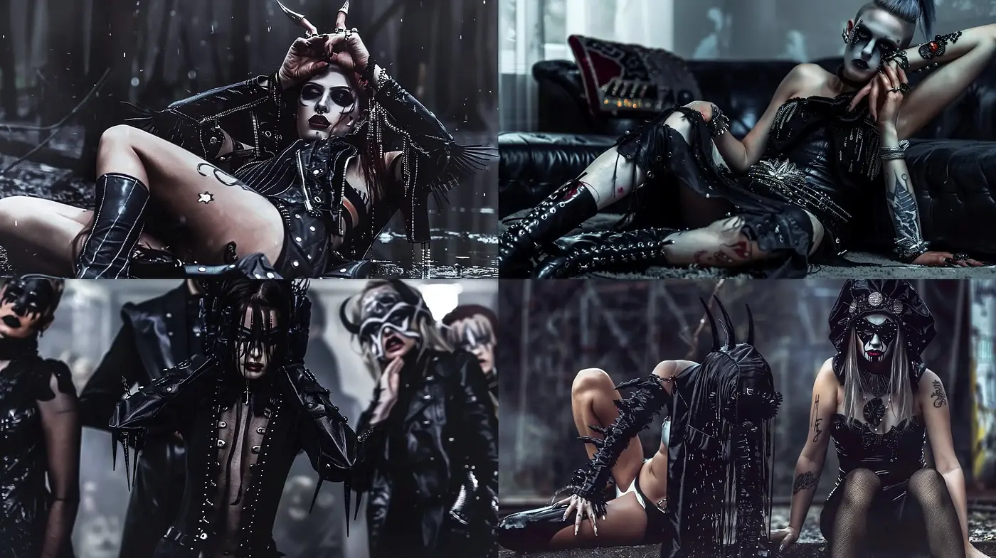 Gothic cyberpunk infusion with a dark cinematic touch - Midjourney sref style