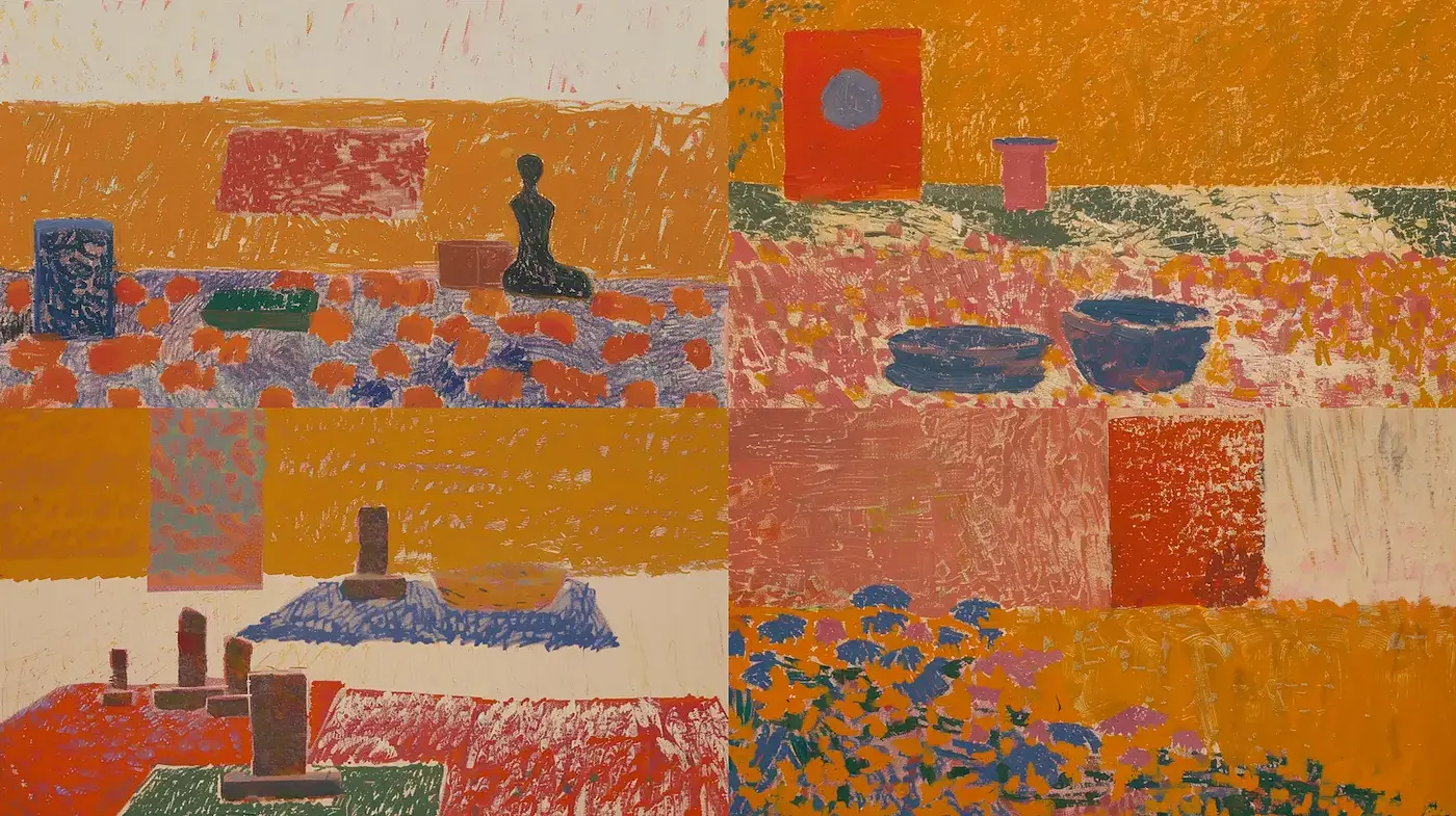 Vibrant Abstract Expressionism with Bold Textures and Warm Color Schemes - Midjourney sref style