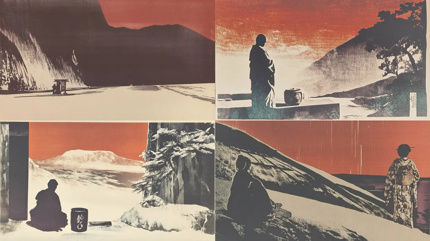Harmonious Blend of Ukiyo-e Inspired Landscapes and Modern Minimalism - Midjourney sref style