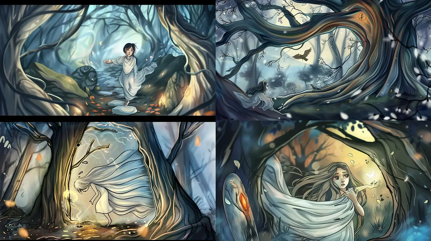 Enchanted Whimsical Forests: A Harmonious Blend of Mystical Hues and Ethereal Illustrative Techniques - Midjourney sref style