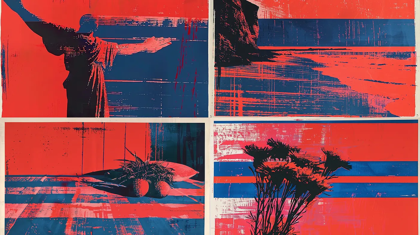 Abstract Expressionist Graffiti: A Visual Symphony in Red and Blue - Midjourney sref style