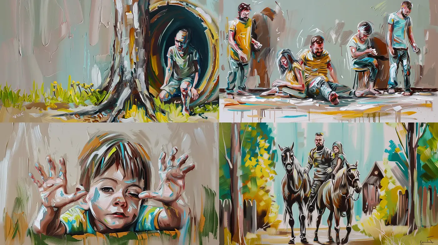 Expressive Brushstroke Harmony in Figurative Narratives - Midjourney sref style