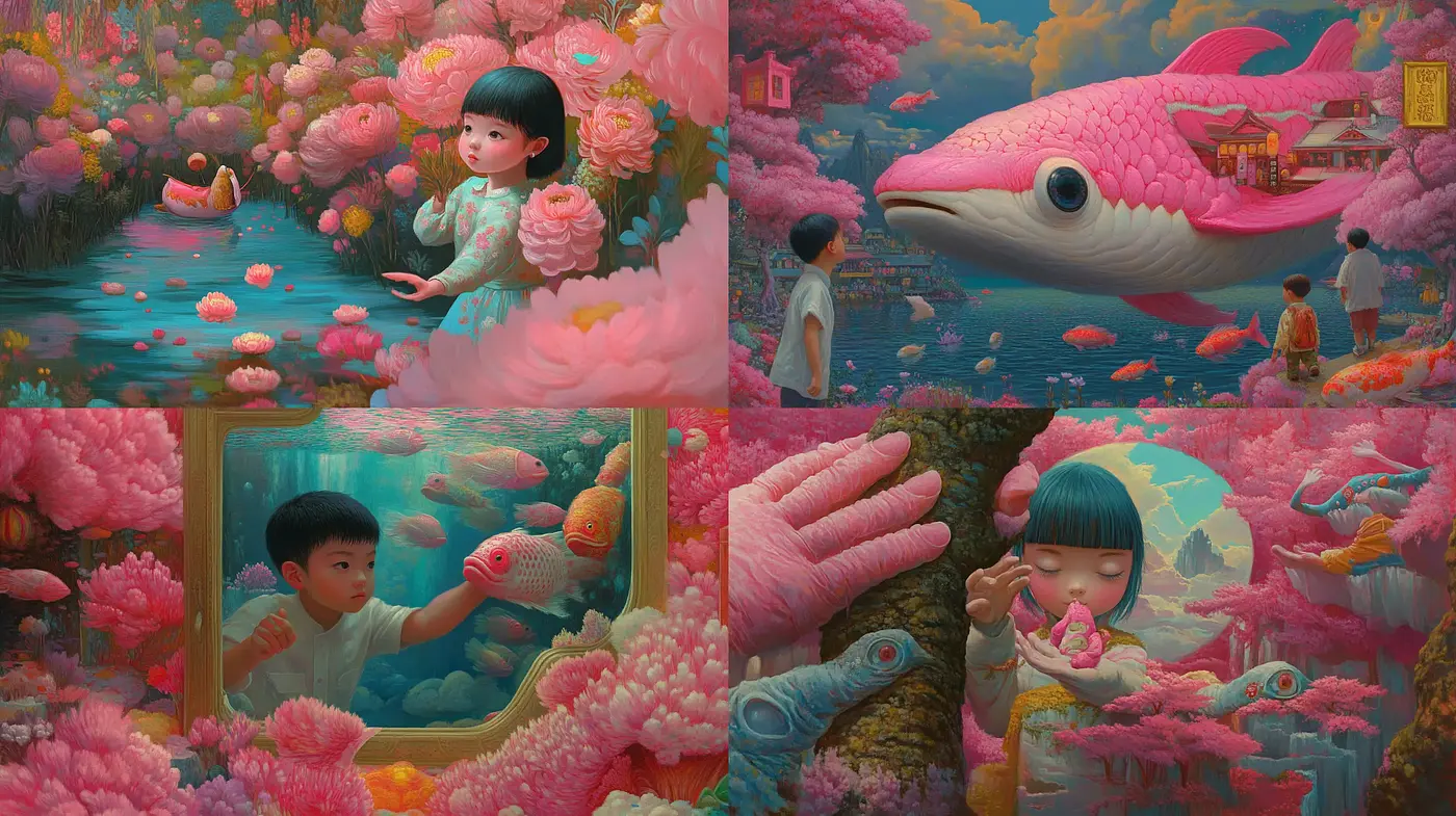 Surreal Dreamscapes: A Fusion of Traditional Eastern Motifs and Fantasy - Midjourney sref style