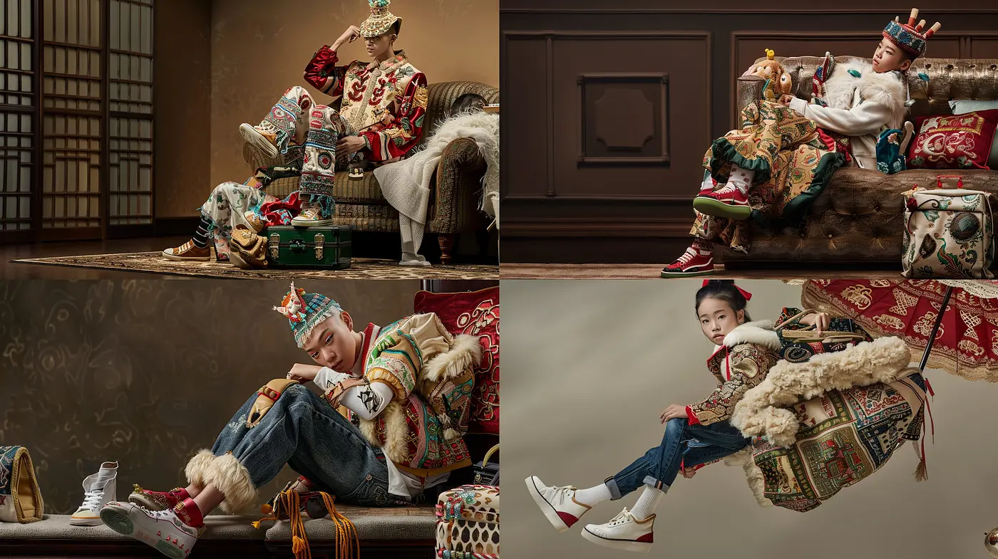 Regal Elegance with a Contemporary Twist: A Fusion of Traditional Luxury and Modern Casualness - Midjourney sref style