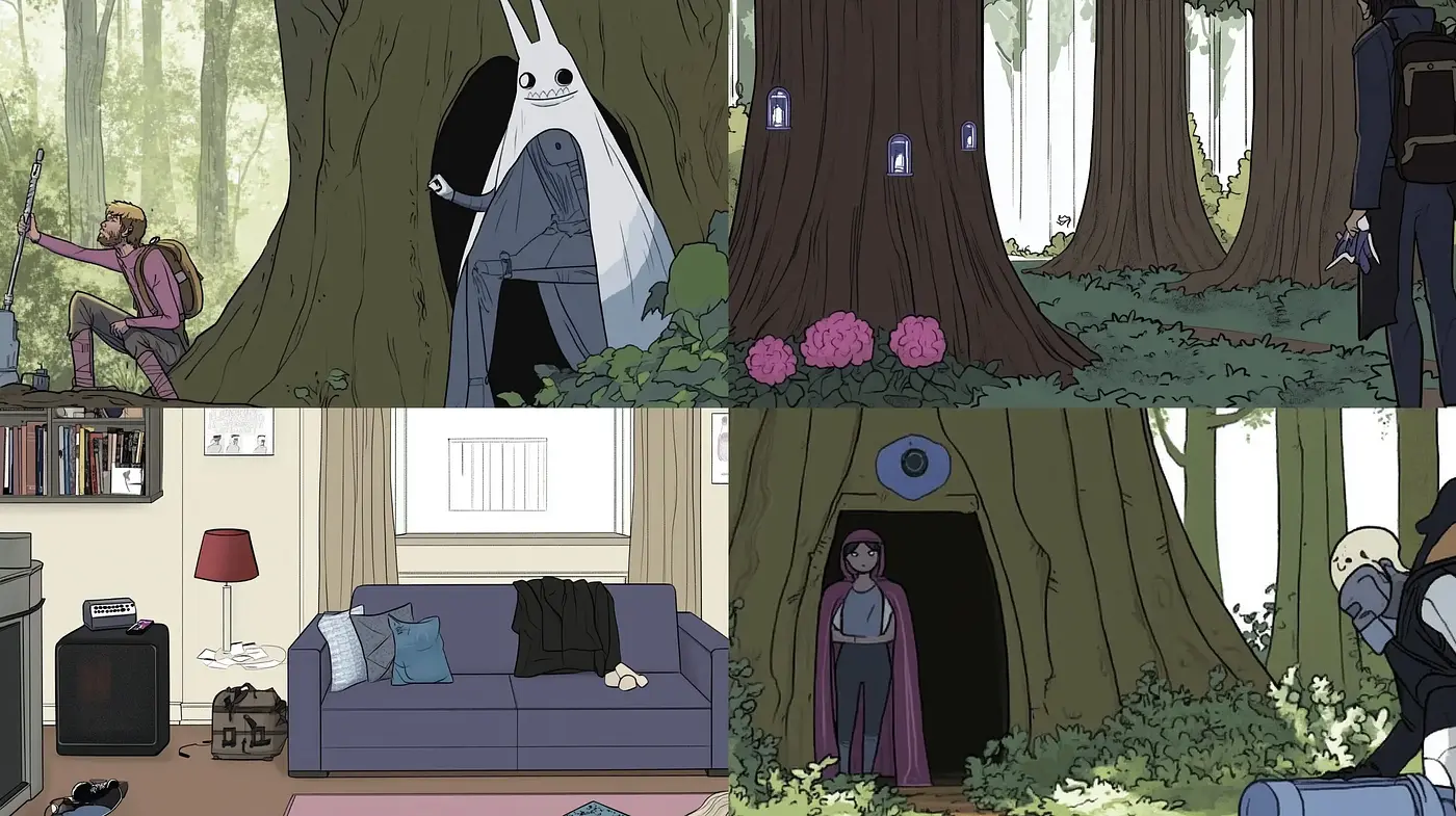 Serene Enchantment in an Animated Forest Tale - Midjourney sref style