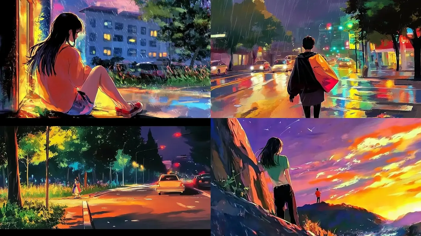 Luminous Urban Dusk: An Homage to Dreamlike Cityscapes in Saturated Hues - Midjourney sref style
