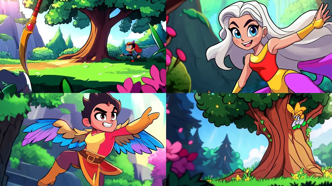 Enchanted Forest Whimsy: A Fusion of Vibrant Cartoon Styles - Midjourney sref style