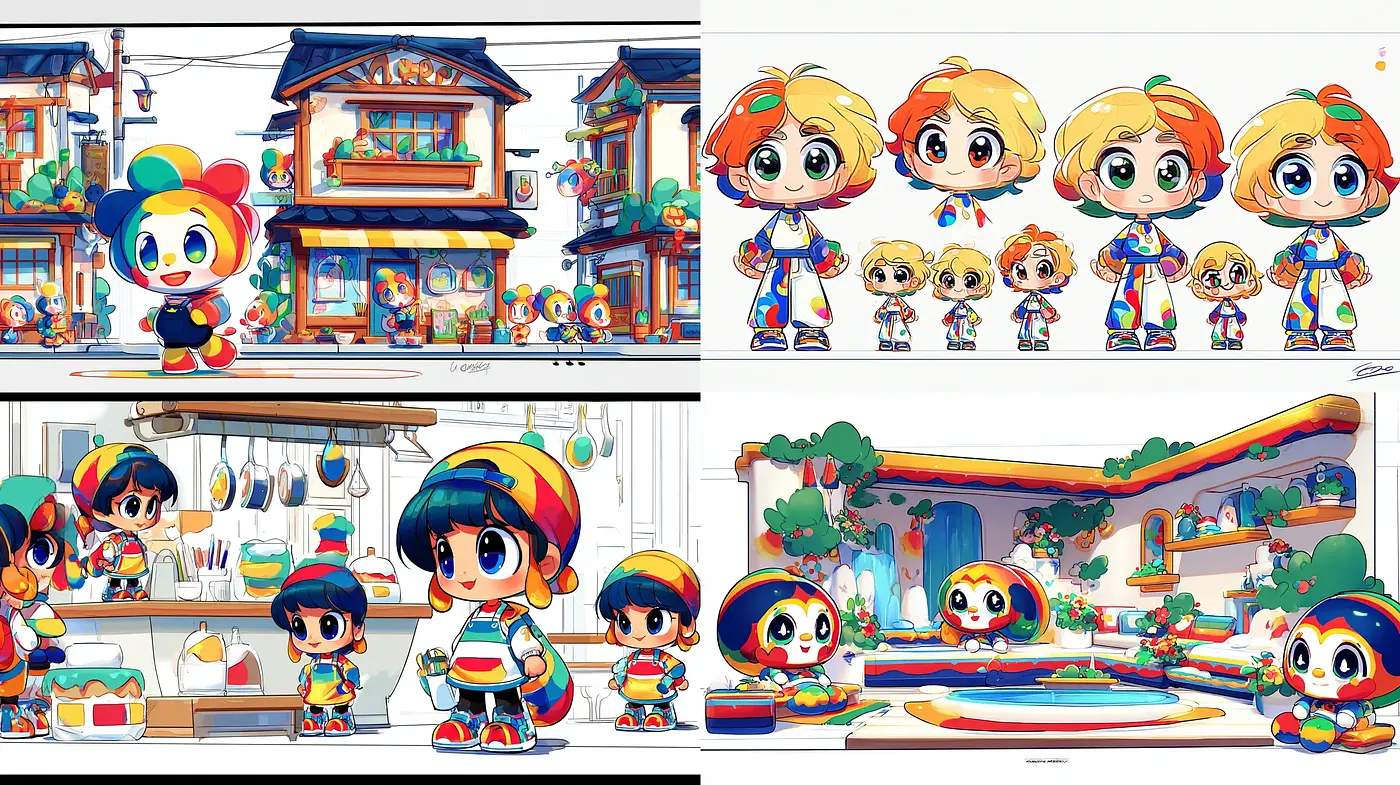 Colorful Whimsical Cartoon Style with Nostalgic Vibes - Midjourney sref style