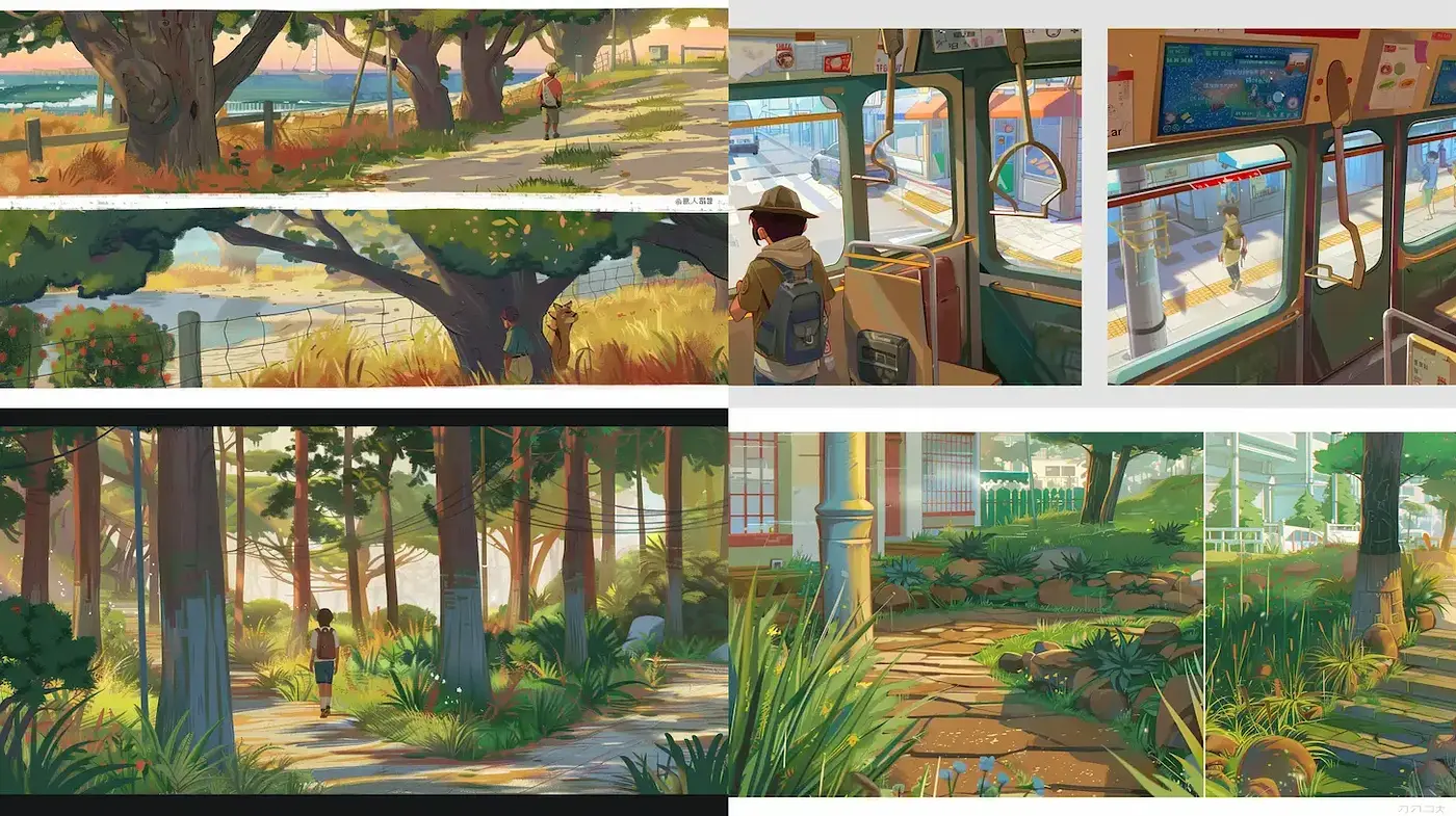 A Playful Journey Through Lush Landscapes with Soft Lighting - Midjourney sref style