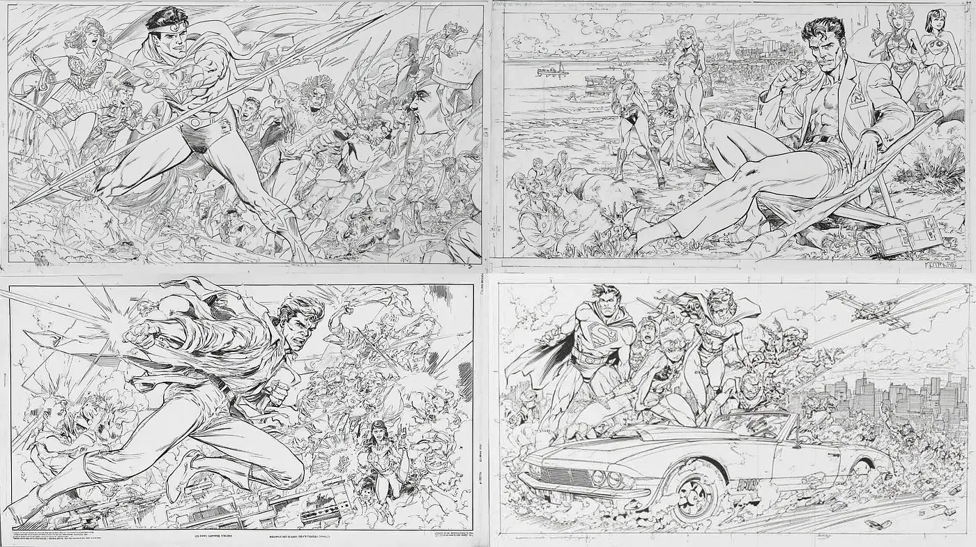 Dynamic and Expressive Comic Book Art with a Retro Flair - Midjourney sref style