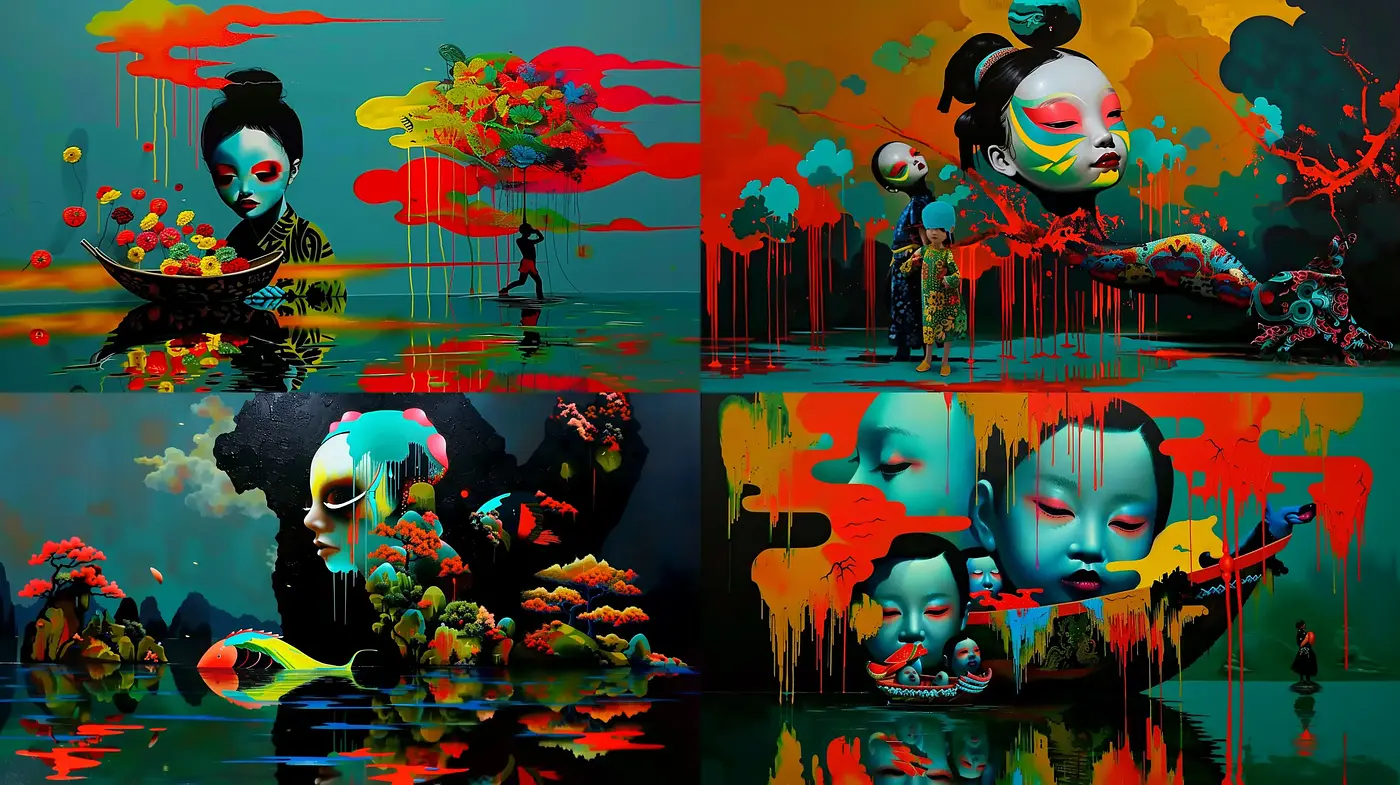 Surreal Dreamscapes with Vivid Hues and Ethereal Ambiance - Midjourney sref style