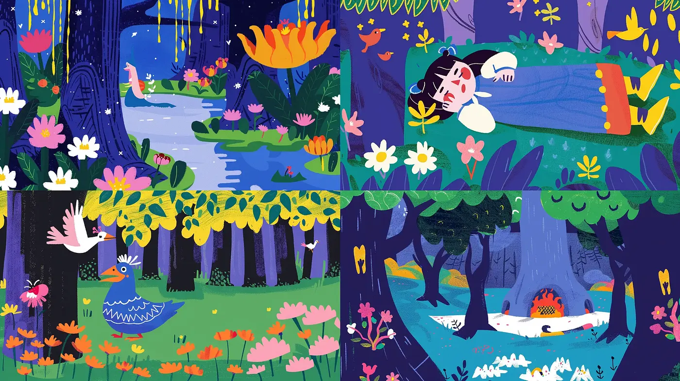 Enchanted Forest Whimsy: A Vivid Tapestry of Nature in Stylized Animation - Midjourney sref style