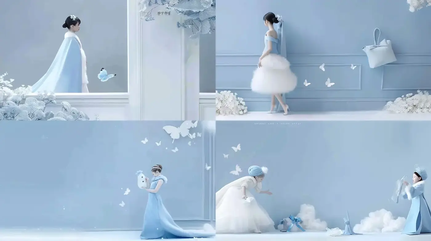 Elegant and Dreamy Blue Minimalism with Ethereal Touches - Midjourney sref style