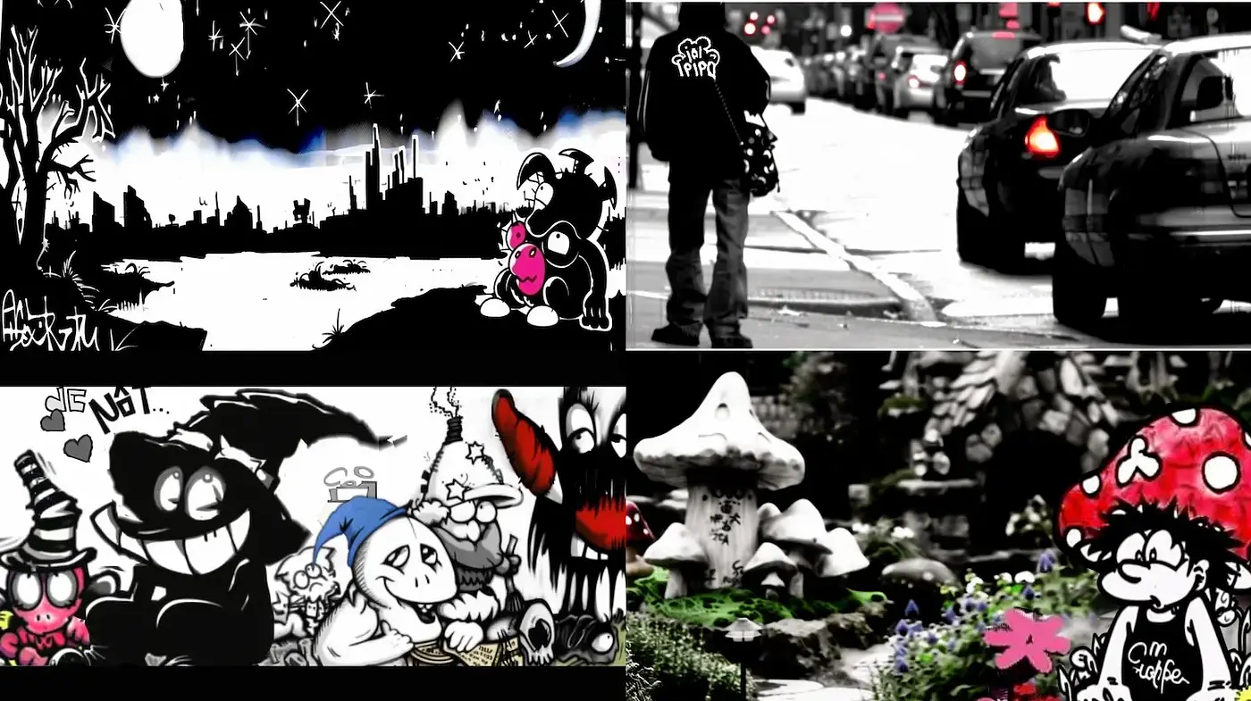 Urban Graffiti Style with Cartoon Influences - Midjourney sref style