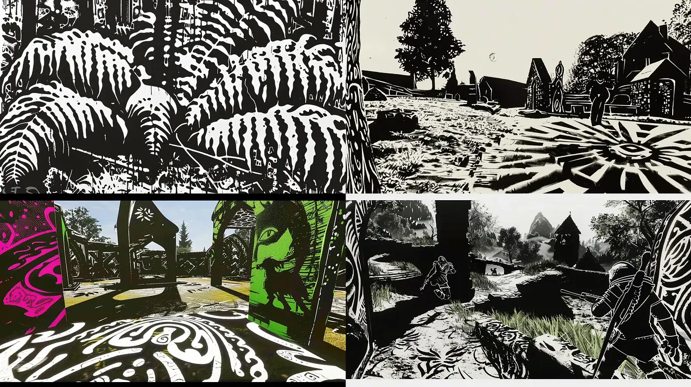 Stark Contrast Rural Imagery with Expressionist Undertones - Midjourney sref style