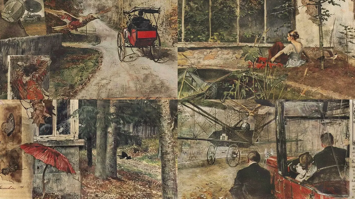 Elegantly Weathered Tales from a Bygone Era - Midjourney sref style