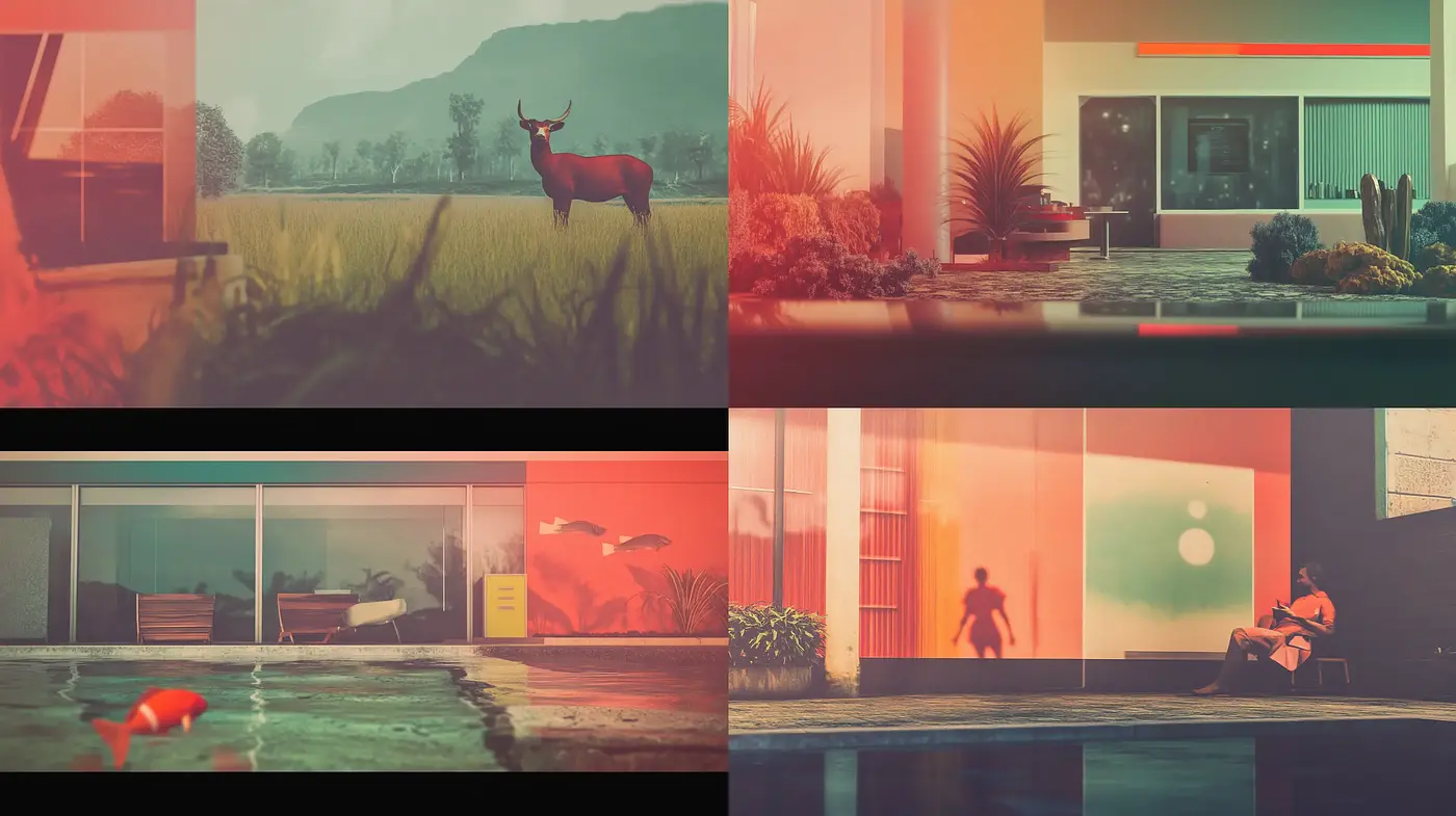 Twilight Reverie: A Cinematic Fusion of Warm Hues and Contemplative Silhouettes - Midjourney sref style