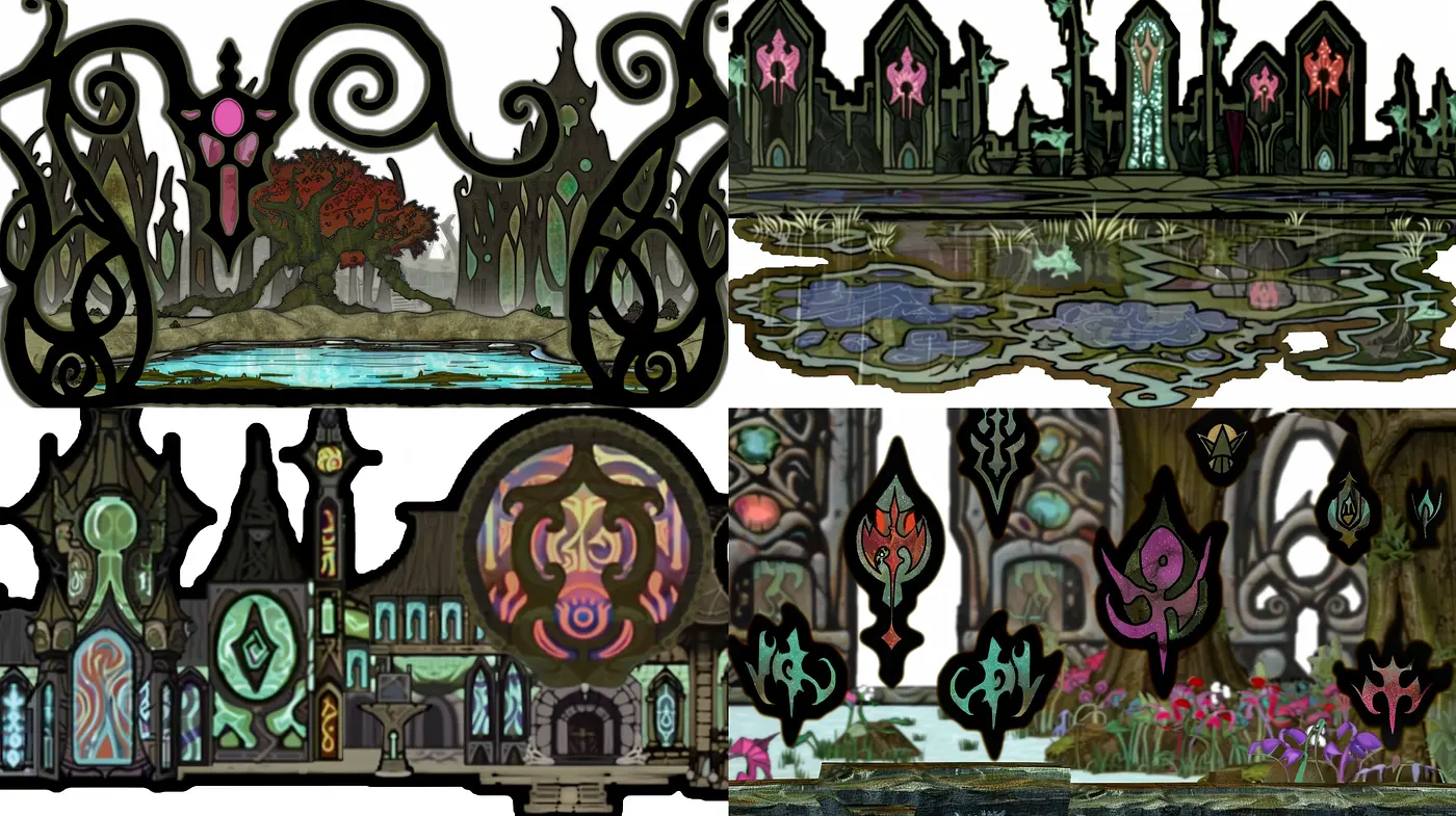 Enchanted Gothic Stylization with Stained Glass and Art Nouveau Fusion - Midjourney sref style
