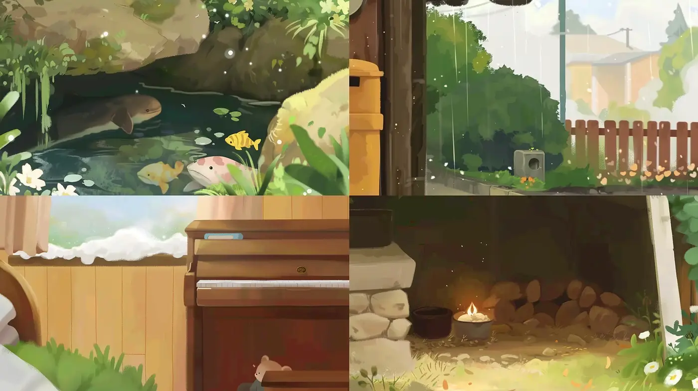 Soothing Natural Harmony in Stylized Illustration - Midjourney sref style