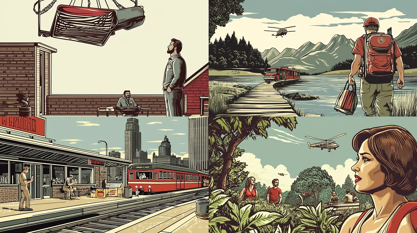 Retro-futuristic Homage with a Nostalgic Illustrative Essence - Midjourney sref style