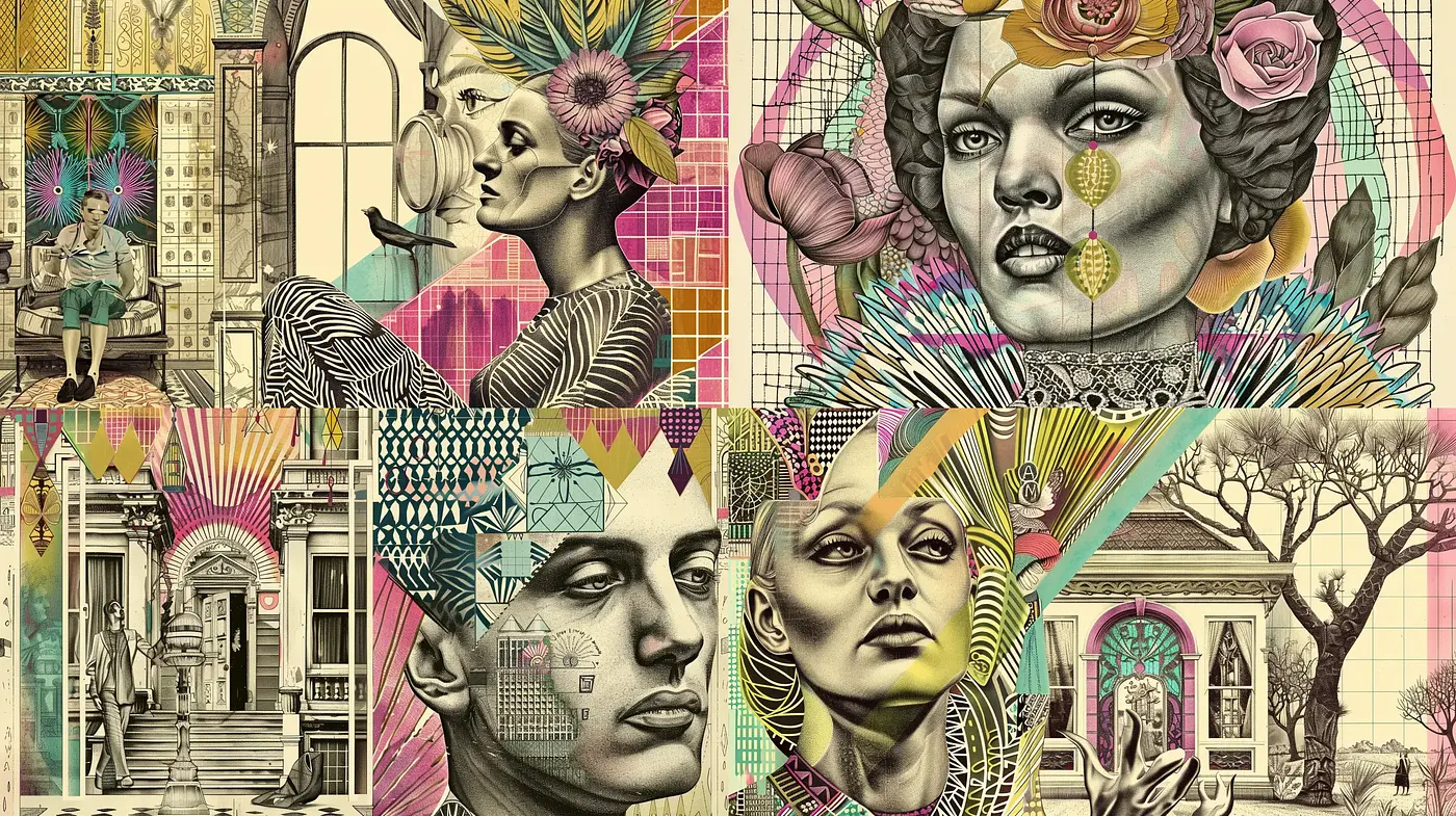 Eclectic Retro-Futurism with Geometric Accents - Midjourney sref style