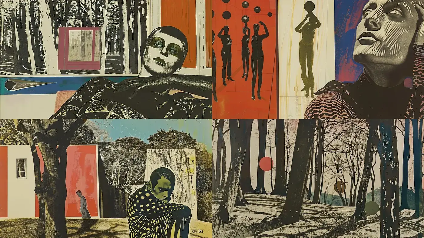 Bold and Graphic Mixed Media Aesthetic with Surreal Elements - Midjourney sref style
