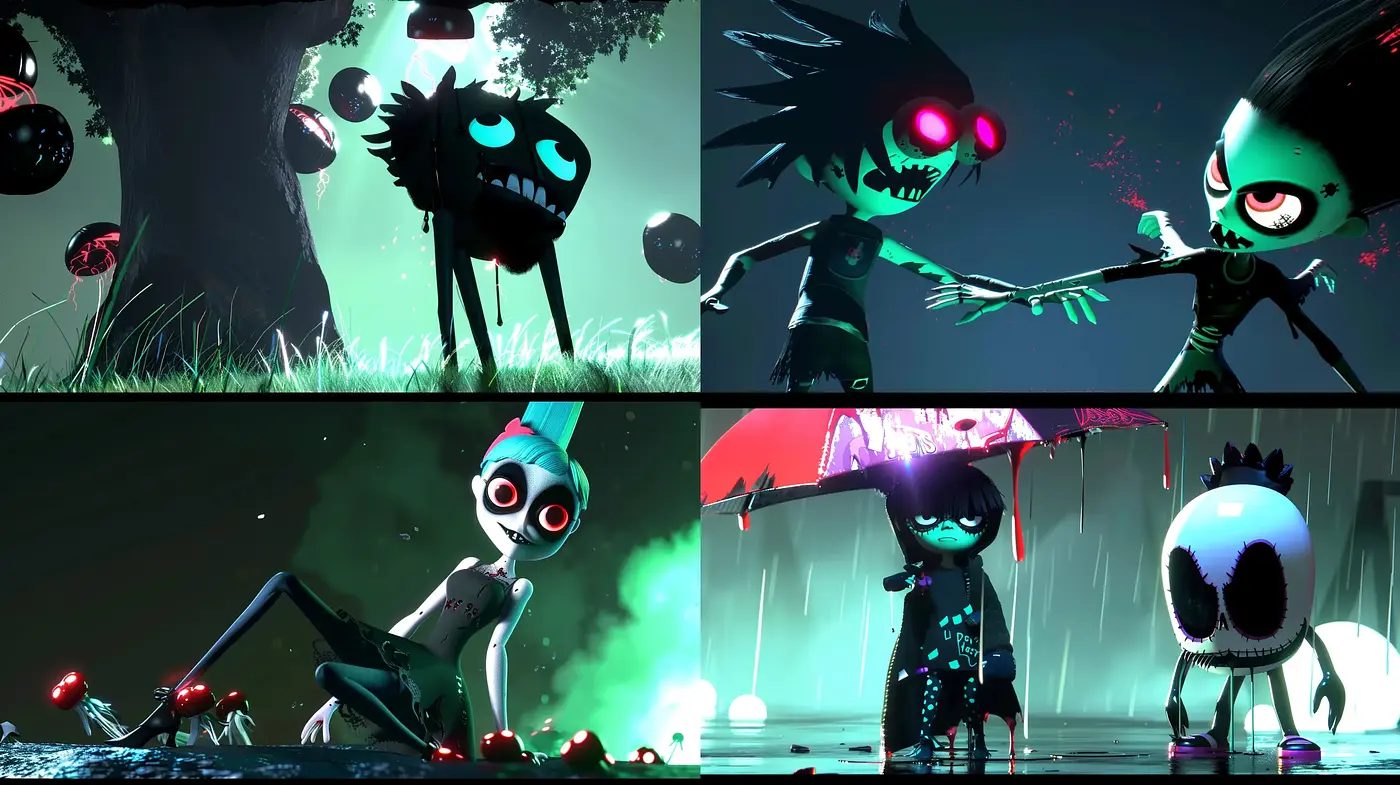 Gothic Whimsy in Luminescent Fantasy Animation - Midjourney sref style