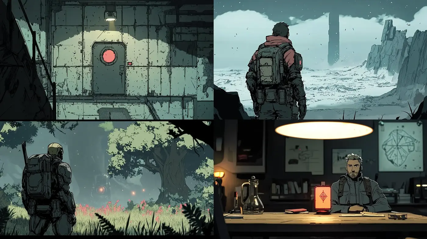 Moody Cinematic Illustration with a Graphic Novel Flair - Midjourney sref style