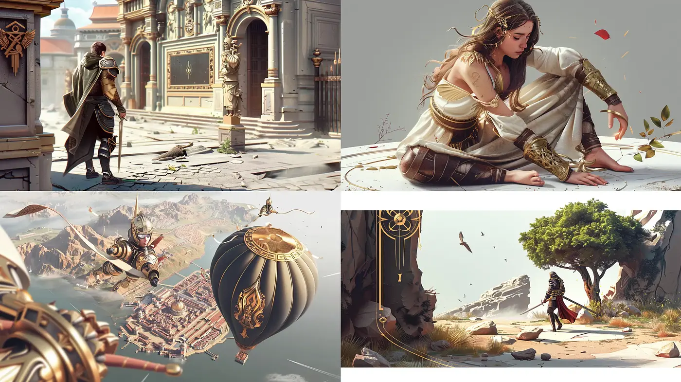 Ethereal Epochs: A Harmonious Blend of Historical Fantasy - Midjourney sref style