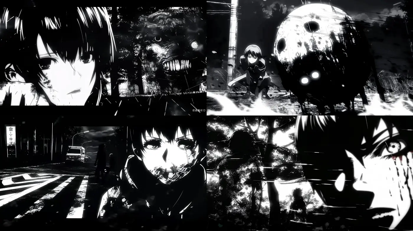 Gritty Monochromatic Manga-Inspired Visuals - Midjourney sref style