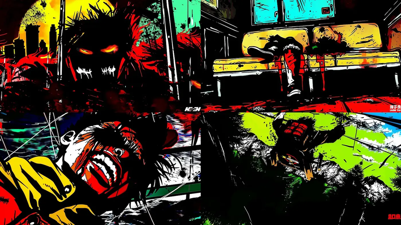Bold and Chaotic Art Style with a Distinct Urban Edge - Midjourney sref style