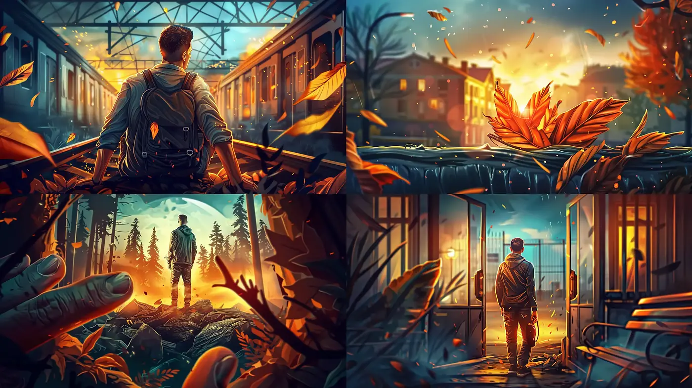 Warm Hues of Twilight Adventure: A Consistent Artistic Journey - Midjourney sref style