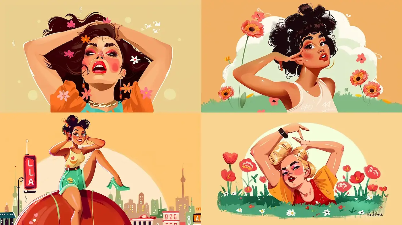 Vibrant and Playful Illustrative Style with a Retro Touch - Midjourney sref style