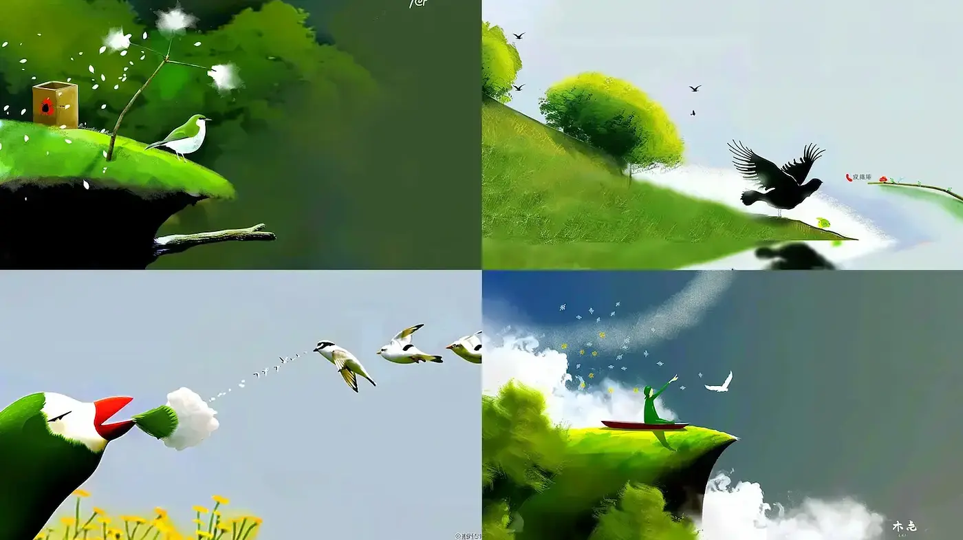 Whimsical and Playful Nature Scenes with Soft Textures - Midjourney sref style