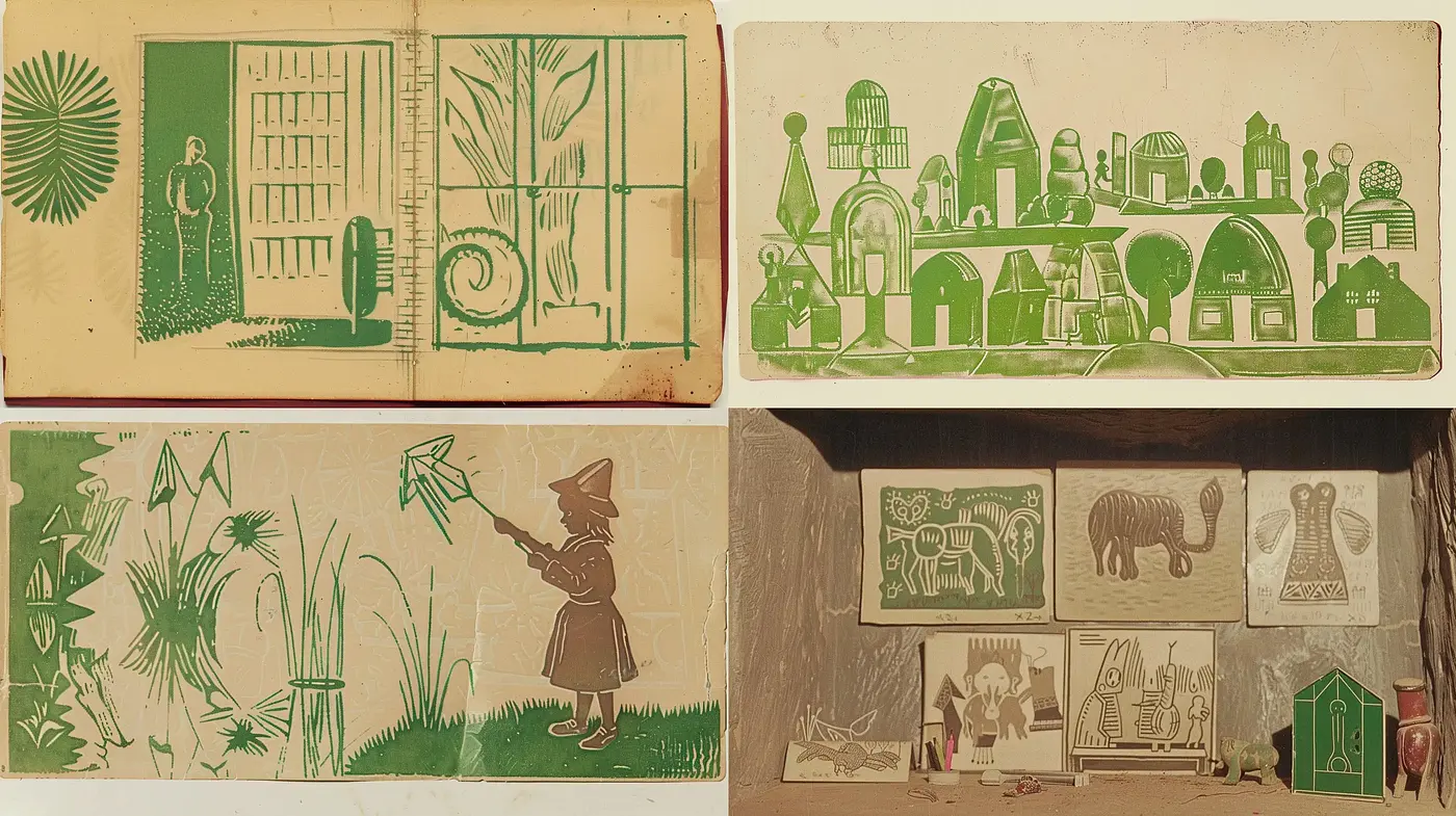 Aged Parchment Narratives: An Homage to Vintage Storybook Illustration - Midjourney sref style