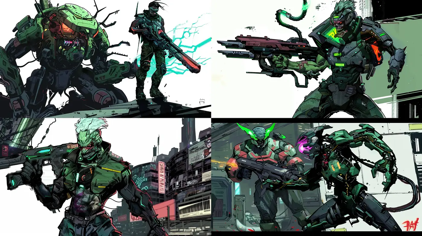 Futuristic Cyberpunk Illustration with a Gritty Textured Finish - Midjourney sref style